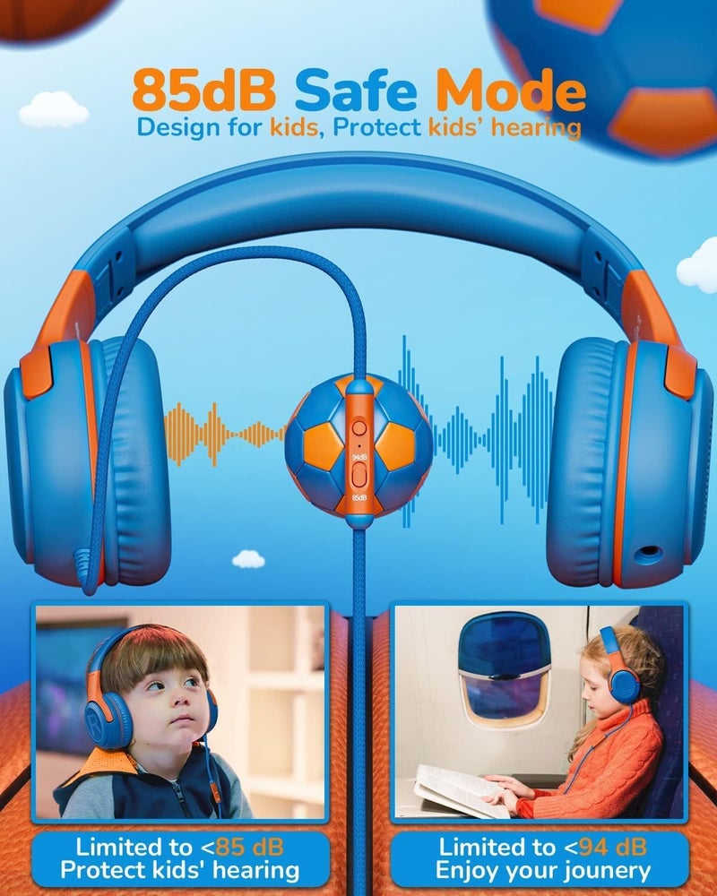 awatrue Kids Headphones Wired Toddler Headphones with Microphone, Over-Ear Headphones, 85/94dB Volume-Limiting, 3.5mm Jack, Foldable On-Ear Design - Safe & Comfortable for Learning & Entertainment - Image 2
